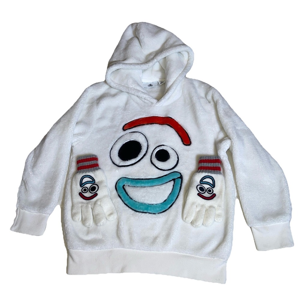 Disney Pixar Toy Story 4 size Medium Hoodie White Forky fleece sweater& gloves